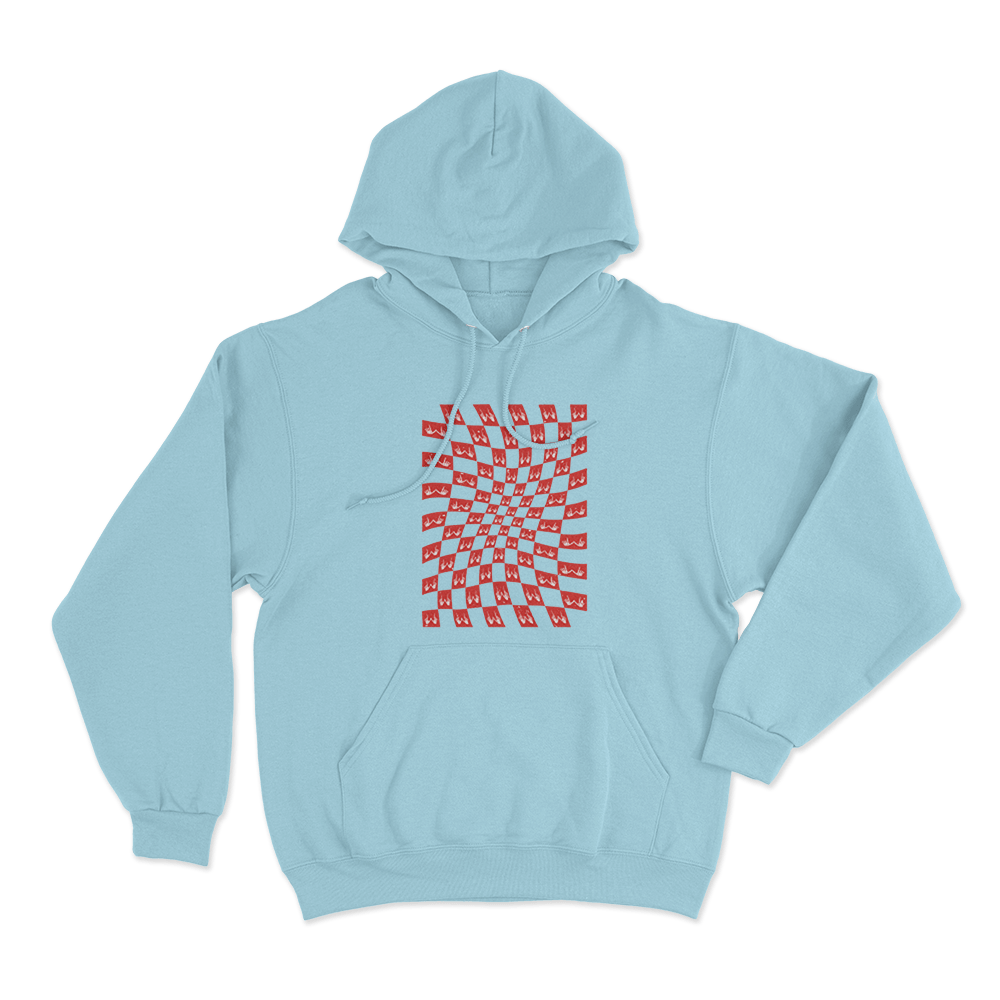 Checkerboard Unisex Hoodie Sky Blue Checkerboard Unisex Hoodie Sky Blue