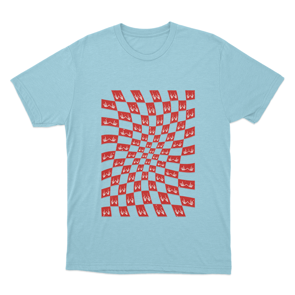 Checkerboard Unisex T Shirt Sky Blue Checkerboard Unisex T Shirt Sky Blue